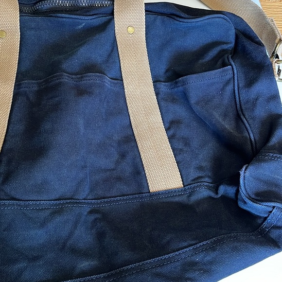 J Crew large Canvas Tote Travel Bag navy - Picture 3 of 5